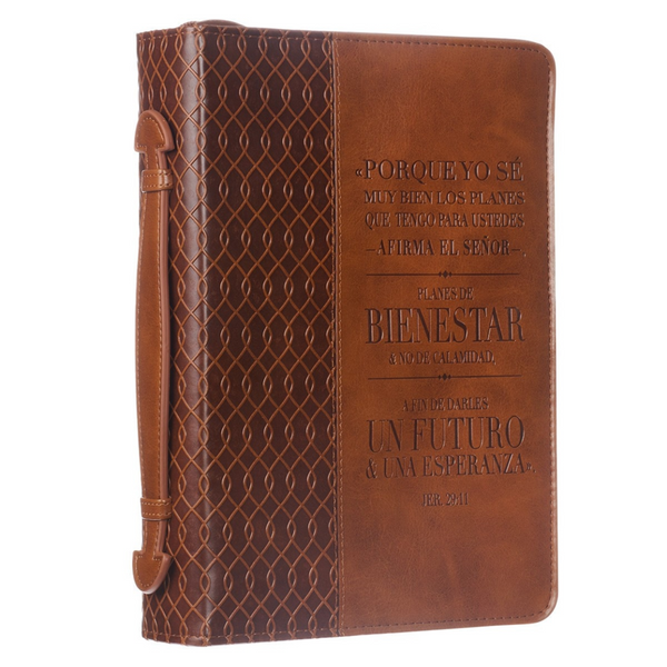 Funda para Biblias, Café - Jeremías 29:11  (Leather Bible Cover, medium)