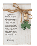 Irish Blessing Message Block w/Beaded Shamrock