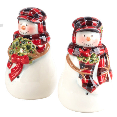 Christmas Lodge Snowman Salt & Pepper Set